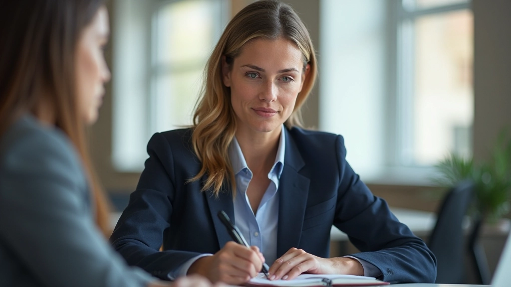 Professional notities maken tijdens gesprek, zakelijke vrouw schrijft op notitieblok terwijl ze luistert, focus en aandacht
