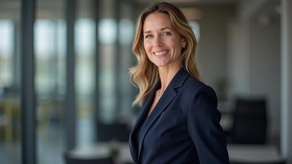 Zakenvrouw in professionele setting toont zelfvertrouwen en duidelijke communicatie met gesticulatie